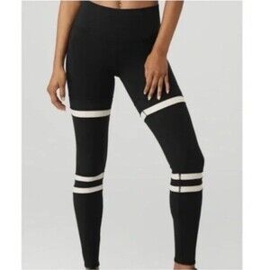 Alo Yoga  Legit  Legging BLACK & White Stripes  SMALL